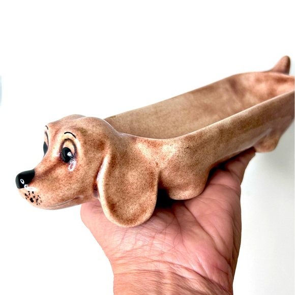 Vintage Other - Vintage 60’s Ceramic Hand Painted Dachshund Weiner Dog Trinket Dish Serving Tray